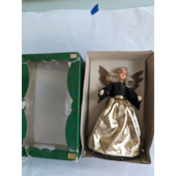 Antique German Wax Angel Tree Topper Christmas Blue Gold Vtg w/Box - Picture 10 of 10